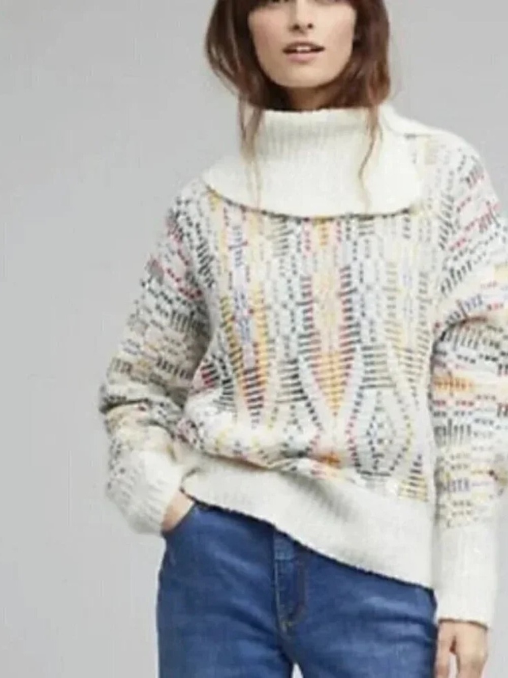 Anthropologie Sleeping on Snow Chalet Jacquard Sweater Cozy Winter Size XS